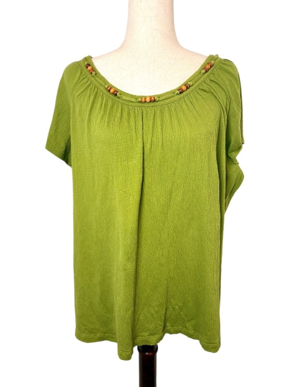 Just My Size Calla Green Beaded Scoop Neck Longline Top Size 1X 16W